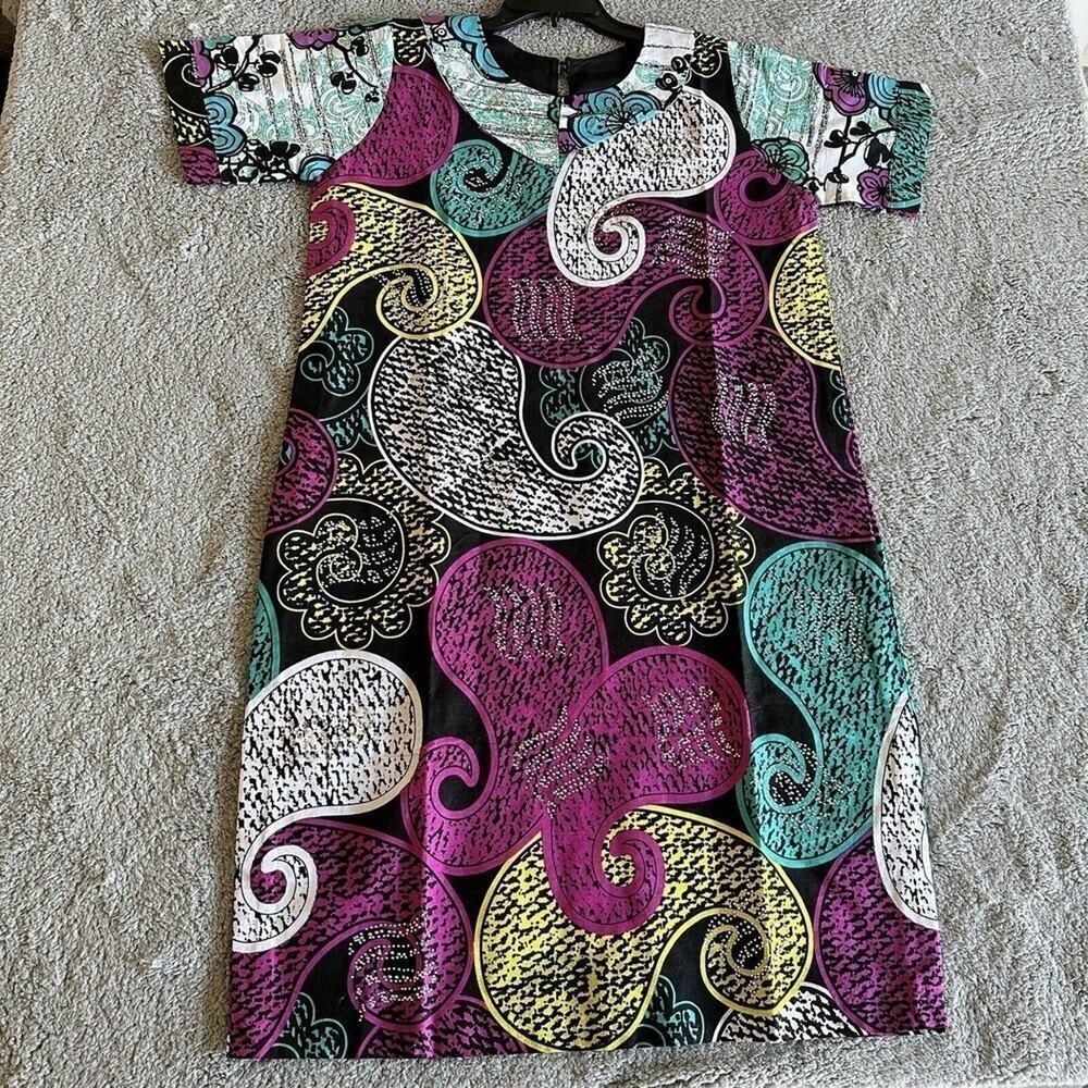 African Ankara Ultimate By DaViva Women’s Short Sleeve Mini Stones Dress
